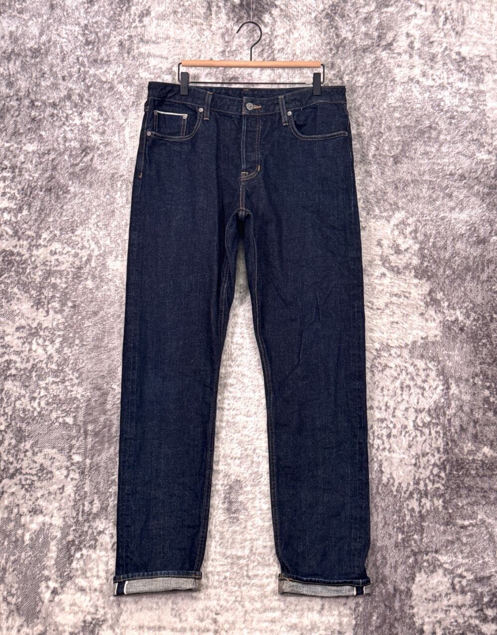 Bonobos Slim Straight Jeans 35 x 36 Mens Raw Selvedge Denim Button Fly